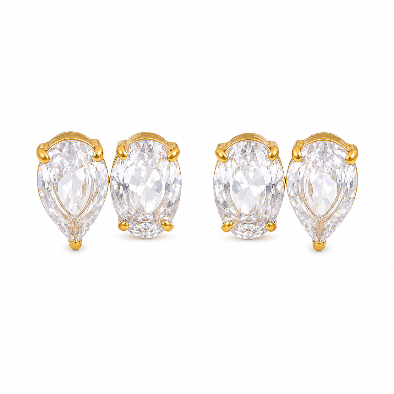 Brinco Crystal Duo Banhado a Ouro 18K