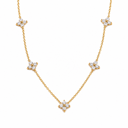 Colar Flor Três Pétalas Banhado a Ouro 18K