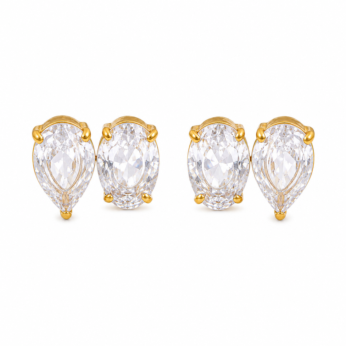 Brinco Crystal Duo Banhado a Ouro 18K