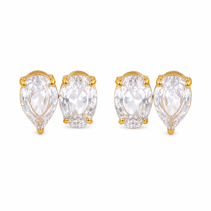 Brinco Crystal Duo Banhado a Ouro 18K