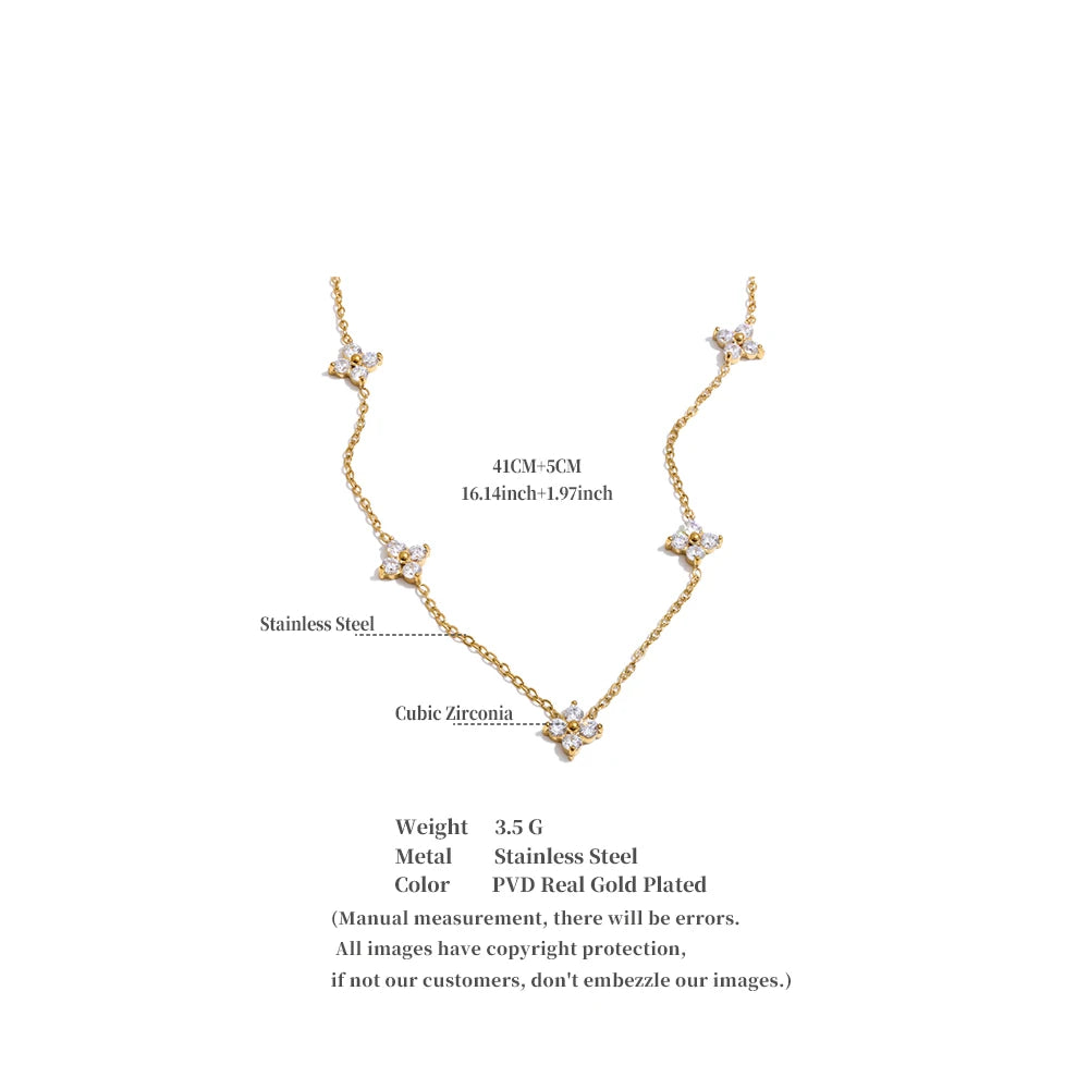 Colar Flor Três Pétalas Banhado a Ouro 18K