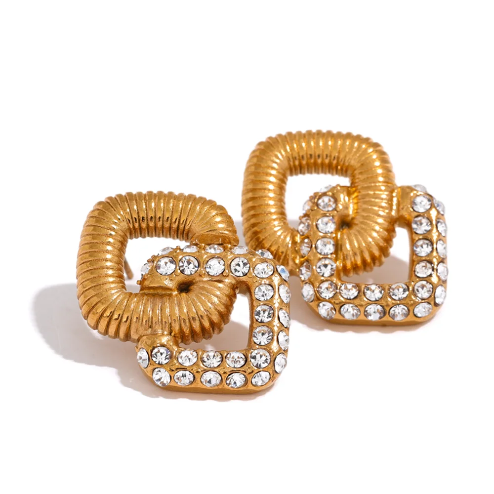 Brinco geométrico Dourado Banhado A ouro 18K