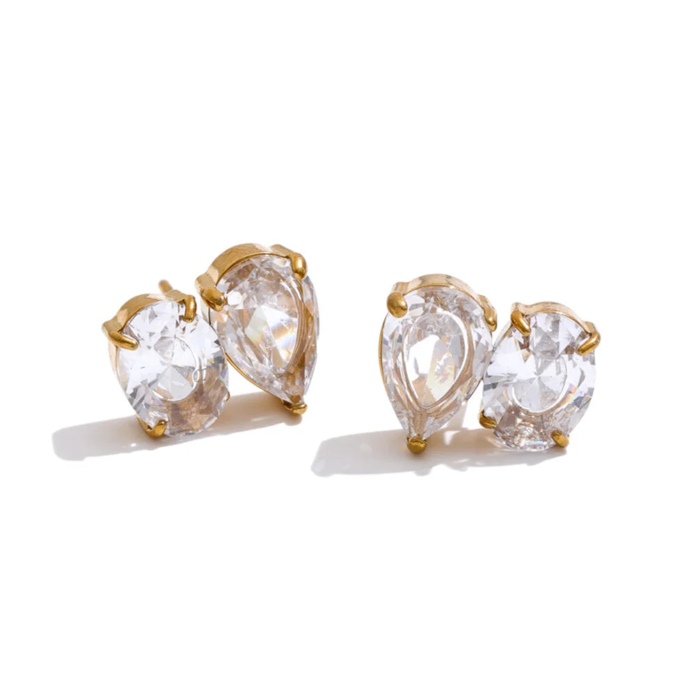 Brinco Crystal Duo Banhado a Ouro 18K